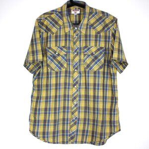 True Religion Mens XL Western Rodeo Pearl Snap Plaid Button Up Shirt B1125